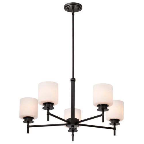 Main product image of Warren 28 Inch 5 Light Chandelier Gun Metal w/ Satin White Glass