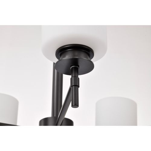 Main product image of Warren 28 Inch 5 Light Chandelier Gun Metal w/ Satin White Glass