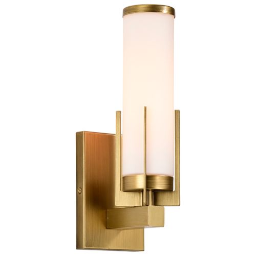 Main product image of Roselle 1 Light Vanity Natural Brass w/ White Glass