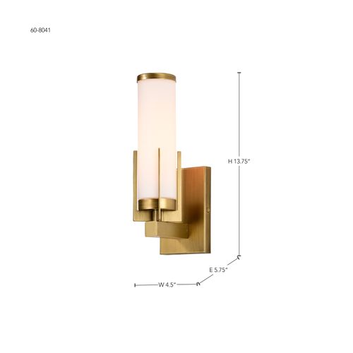 Main product image of Roselle 1 Light Vanity Natural Brass w/ White Glass