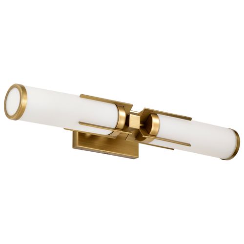 Main product image of Roselle 2 Light Vanity Natural Brass w/ White Glass