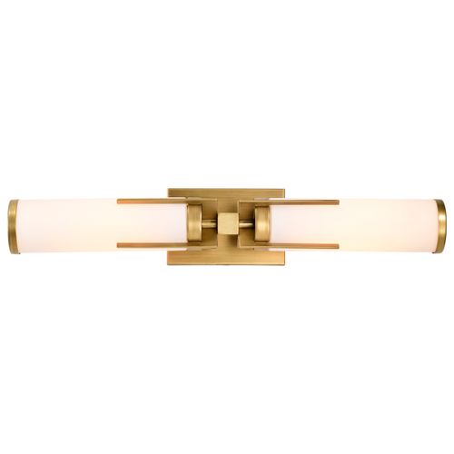 Main product image of Roselle 2 Light Vanity Natural Brass w/ White Glass