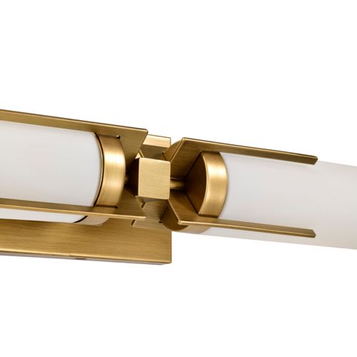 Main product image of Roselle 2 Light Vanity Natural Brass w/ White Glass