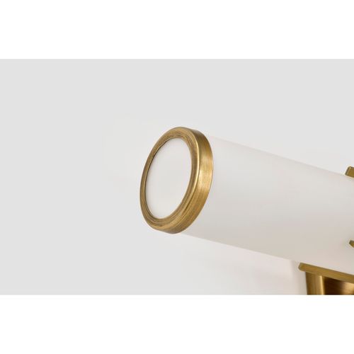 Main product image of Roselle 2 Light Vanity Natural Brass w/ White Glass