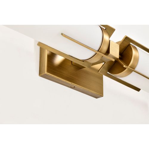Main product image of Roselle 2 Light Vanity Natural Brass w/ White Glass