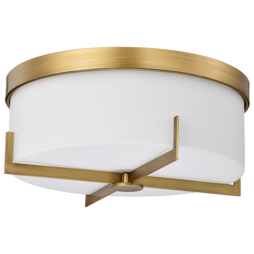Main product image of Roselle 15 Inch Flush Mount Natural Brass w/ White Glass