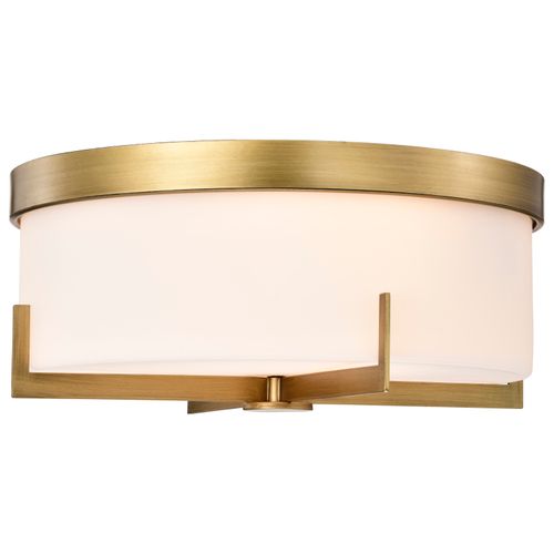 Main product image of Roselle 15 Inch Flush Mount Natural Brass w/ White Glass