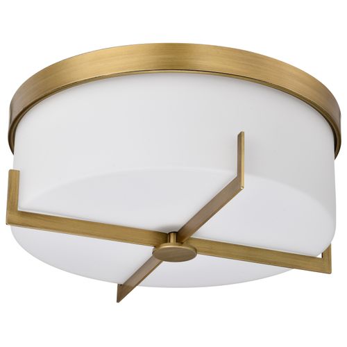 Main product image of Roselle 15 Inch Flush Mount Natural Brass w/ White Glass