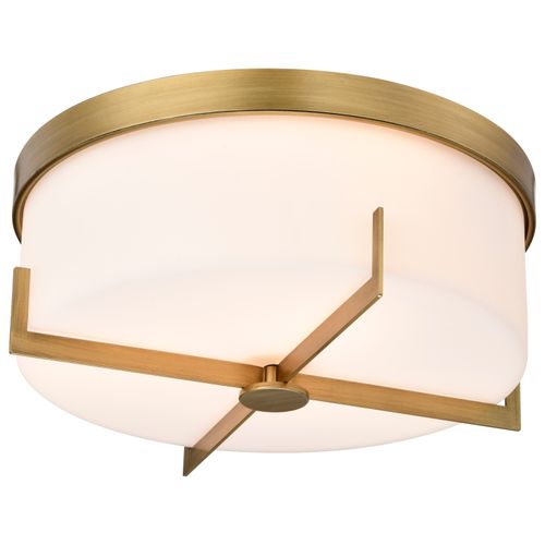 Main product image of Roselle 15 Inch Flush Mount Natural Brass w/ White Glass