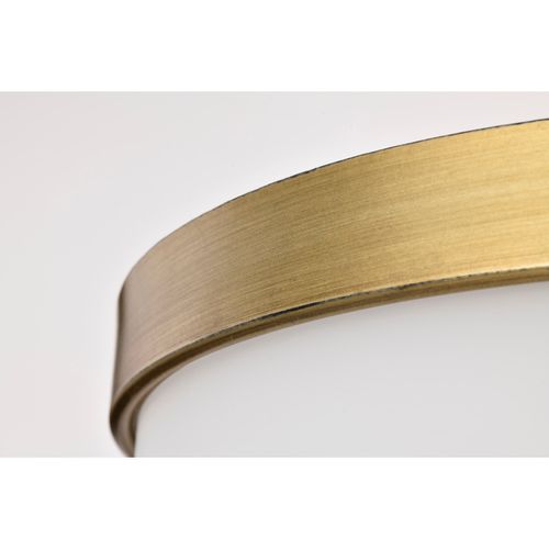 Main product image of Roselle 15 Inch Flush Mount Natural Brass w/ White Glass