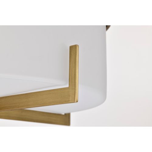 Main product image of Roselle 15 Inch Flush Mount Natural Brass w/ White Glass