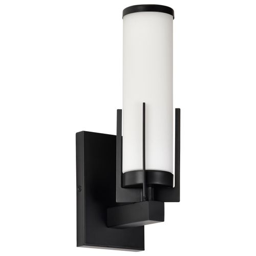 Main product image of Roselle 1 Light Vanity Matte Black w/ White Glass