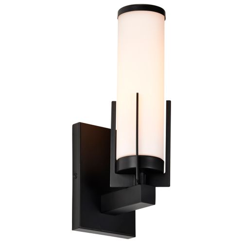 Main product image of Roselle 1 Light Vanity Matte Black w/ White Glass