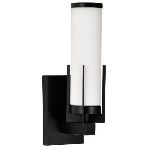 Main product image of Roselle 1 Light Vanity Matte Black w/ White Glass