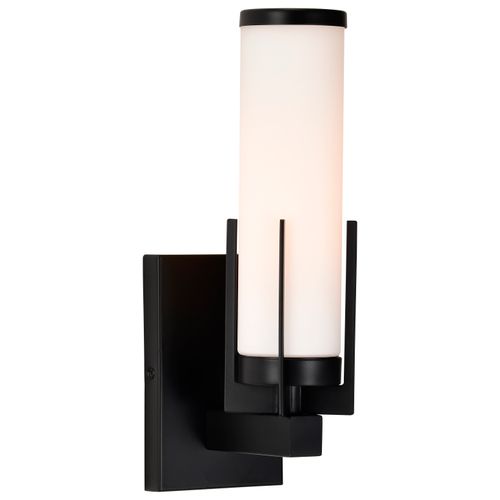 Main product image of Roselle 1 Light Vanity Matte Black w/ White Glass