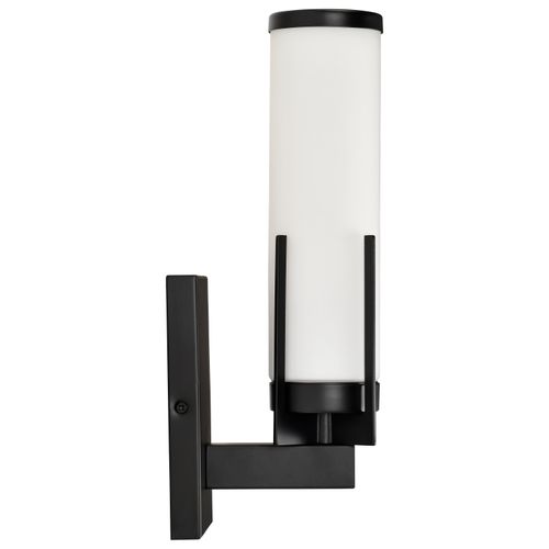 Main product image of Roselle 1 Light Vanity Matte Black w/ White Glass