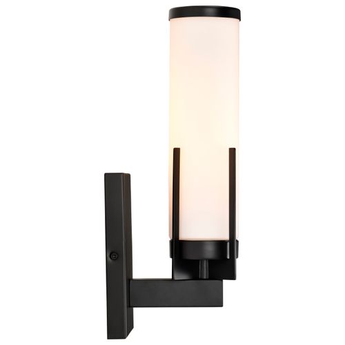 Main product image of Roselle 1 Light Vanity Matte Black w/ White Glass