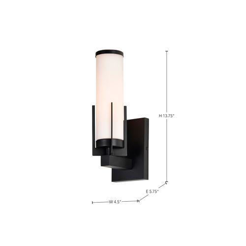Main product image of Roselle 1 Light Vanity Matte Black w/ White Glass