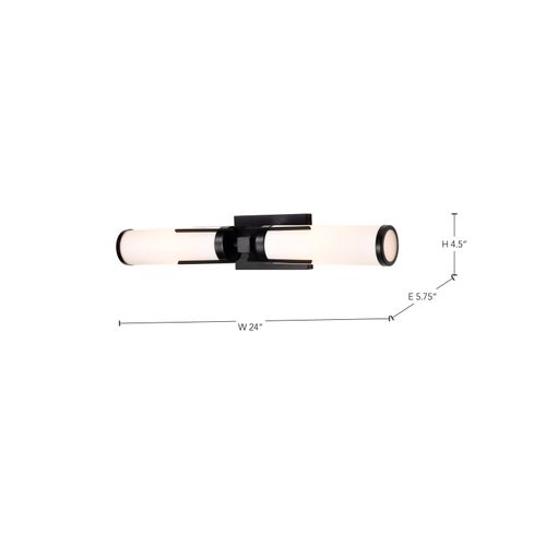 Main product image of Roselle 2 Light Vanity Matte Black w/ White Glass