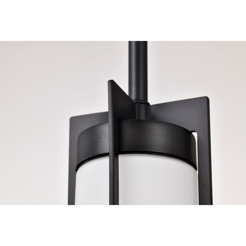 Main product image of Roselle Mini Pendant Matte Black w/ White Glass