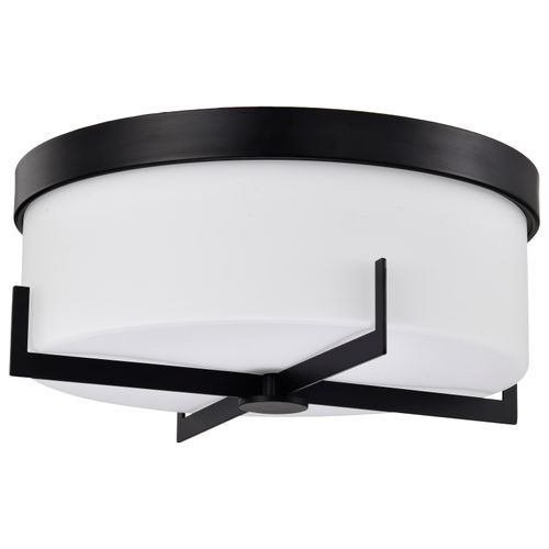Main product image of Roselle 15 Inch Flush Mount Matte Black w/ White Glass