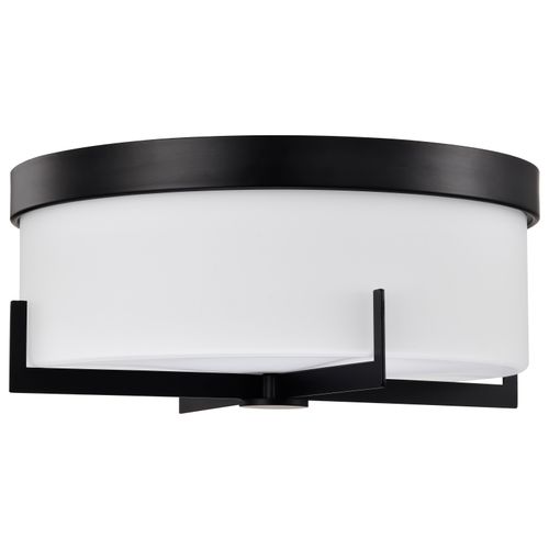 Main product image of Roselle 15 Inch Flush Mount Matte Black w/ White Glass