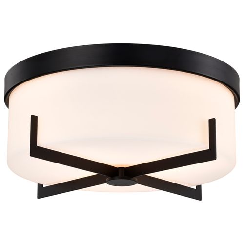 Main product image of Roselle 15 Inch Flush Mount Matte Black w/ White Glass