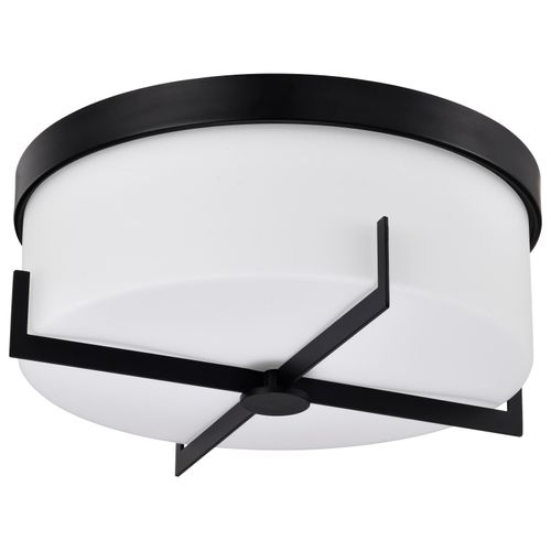 Main product image of Roselle 15 Inch Flush Mount Matte Black w/ White Glass
