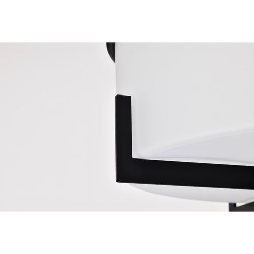 Main product image of Roselle 15 Inch Flush Mount Matte Black w/ White Glass