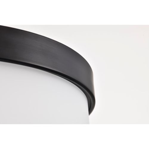 Main product image of Roselle 15 Inch Flush Mount Matte Black w/ White Glass