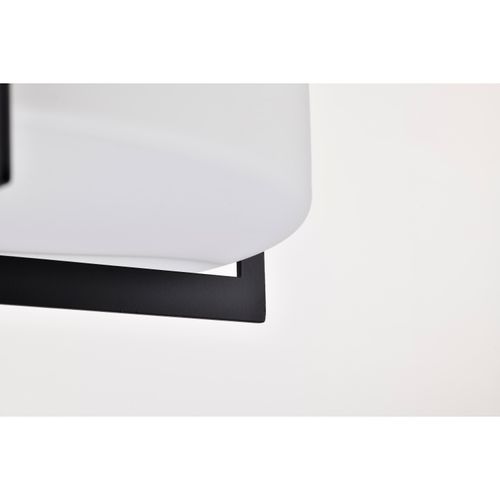 Main product image of Roselle 15 Inch Flush Mount Matte Black w/ White Glass