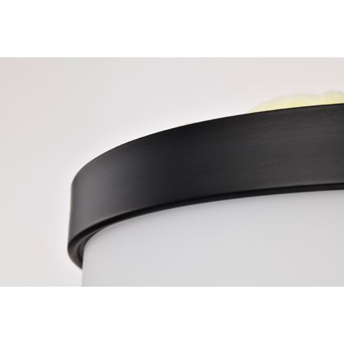 Main product image of Roselle 15 Inch Flush Mount Matte Black w/ White Glass