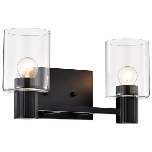 Main product image of Clarksville 2 Light Vanity Matte Black w/ Clear Glass