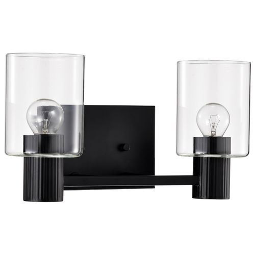 Main product image of Clarksville 2 Light Vanity Matte Black w/ Clear Glass
