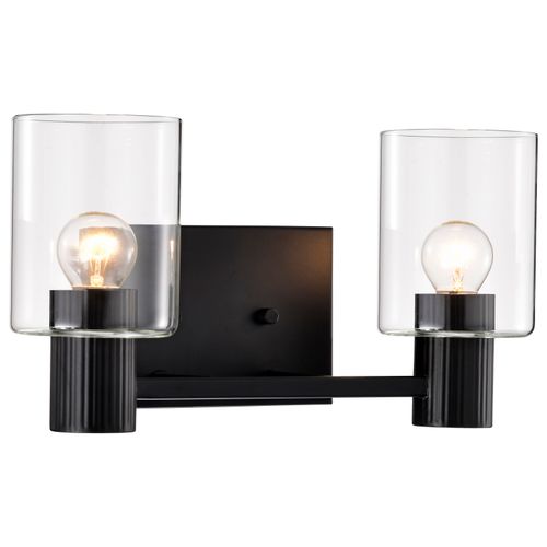 Main product image of Clarksville 2 Light Vanity Matte Black w/ Clear Glass