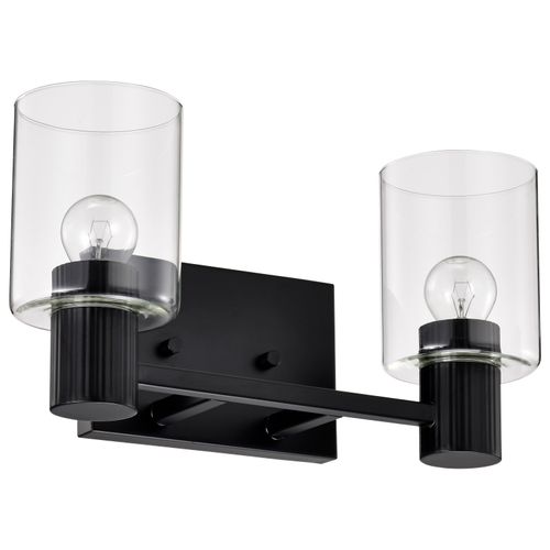 Main product image of Clarksville 2 Light Vanity Matte Black w/ Clear Glass
