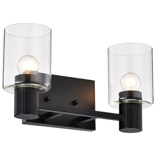 Main product image of Clarksville 2 Light Vanity Matte Black w/ Clear Glass