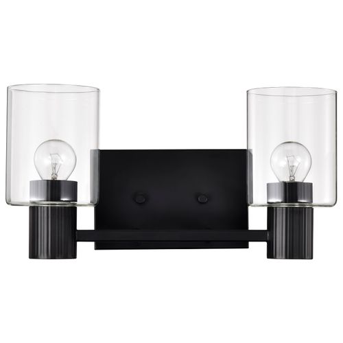Main product image of Clarksville 2 Light Vanity Matte Black w/ Clear Glass