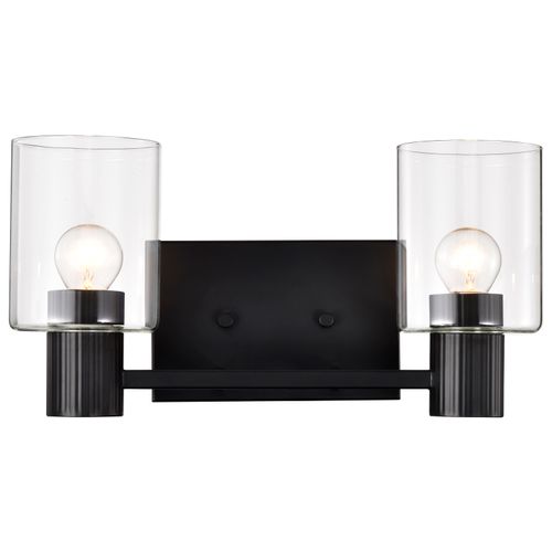 Main product image of Clarksville 2 Light Vanity Matte Black w/ Clear Glass