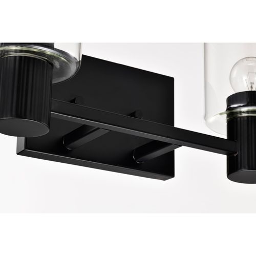 Main product image of Clarksville 2 Light Vanity Matte Black w/ Clear Glass