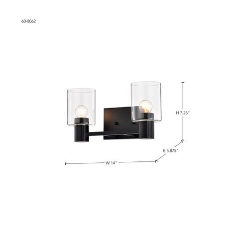 Main product image of Clarksville 2 Light Vanity Matte Black w/ Clear Glass