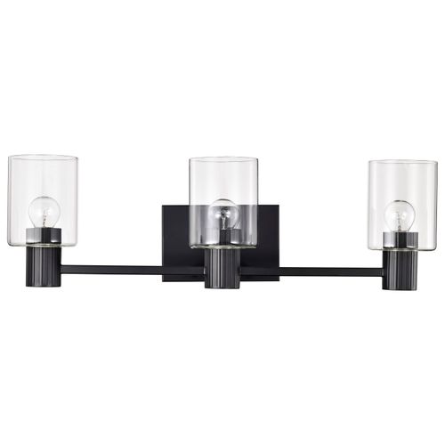 Main product image of Clarksville 3 Light Vanity Matte Black w/ Clear Glass