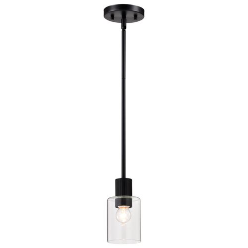 Main product image of Clarksville 5 Inch Mini Pendant Matte Black w/ Clear Glass