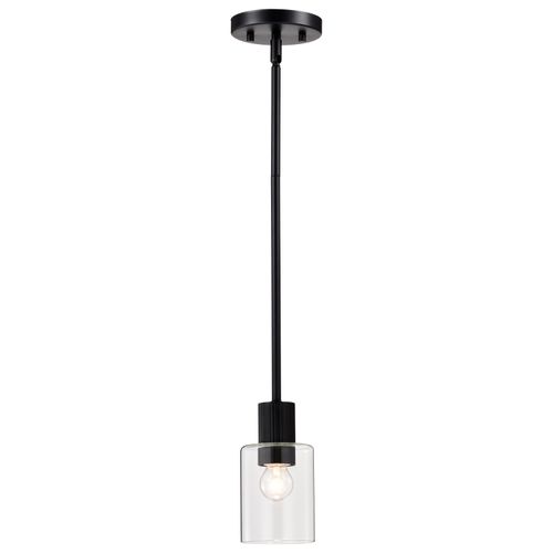 Main product image of Clarksville 5 Inch Mini Pendant Matte Black w/ Clear Glass