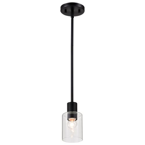 Main product image of Clarksville 5 Inch Mini Pendant Matte Black w/ Clear Glass
