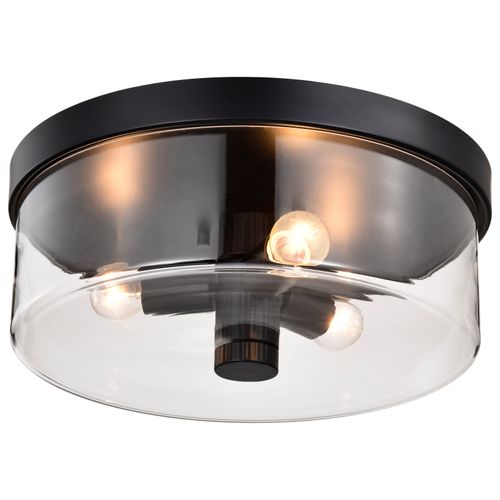 Main product image of Clarksville 15 Inch Flush Mount Matte Black w/ Clear Glass