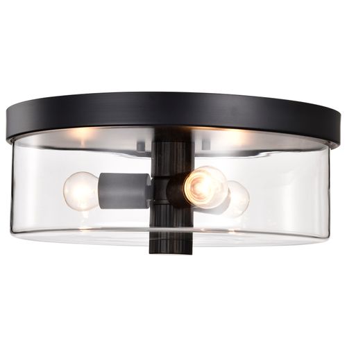 Main product image of Clarksville 15 Inch Flush Mount Matte Black w/ Clear Glass