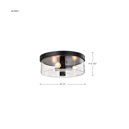 Main product image of Clarksville 15 Inch Flush Mount Matte Black w/ Clear Glass