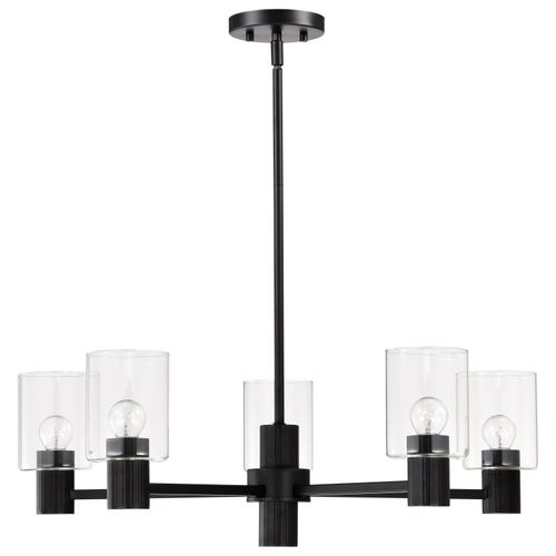 Main product image of Clarksville 28 Inch 5 Light Chandelier Matte Black w/ Clear Glass