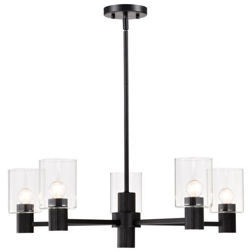 Main product image of Clarksville 28 Inch 5 Light Chandelier Matte Black w/ Clear Glass